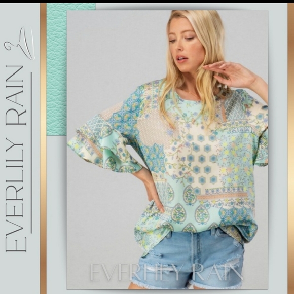 🔥Sale!!!!Beautiful Mint Mosaic Top - Picture 7 of 8